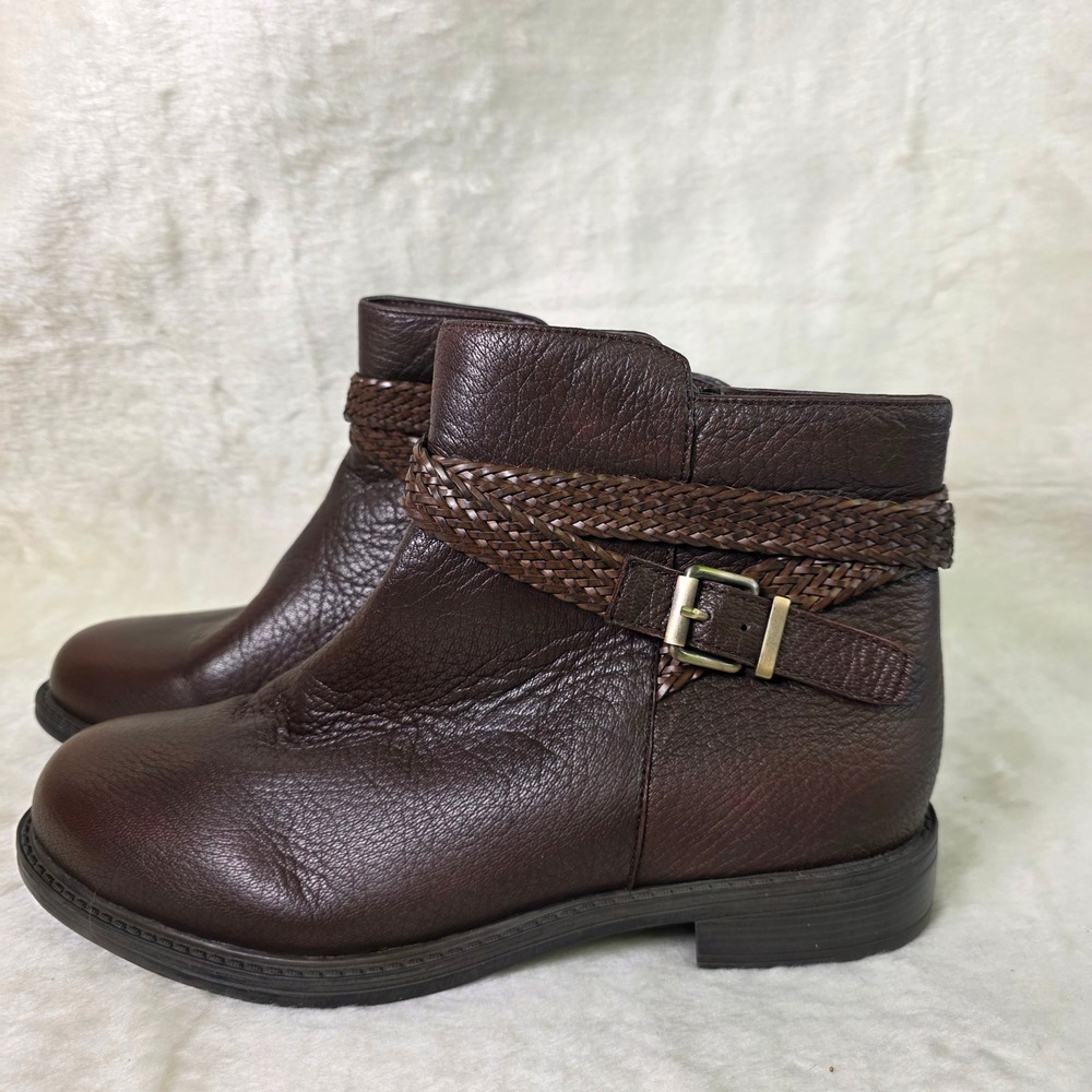 David Tate Ankle Boots Dark Brown RICH pebbled Leather Womens 11 Wide Excellent